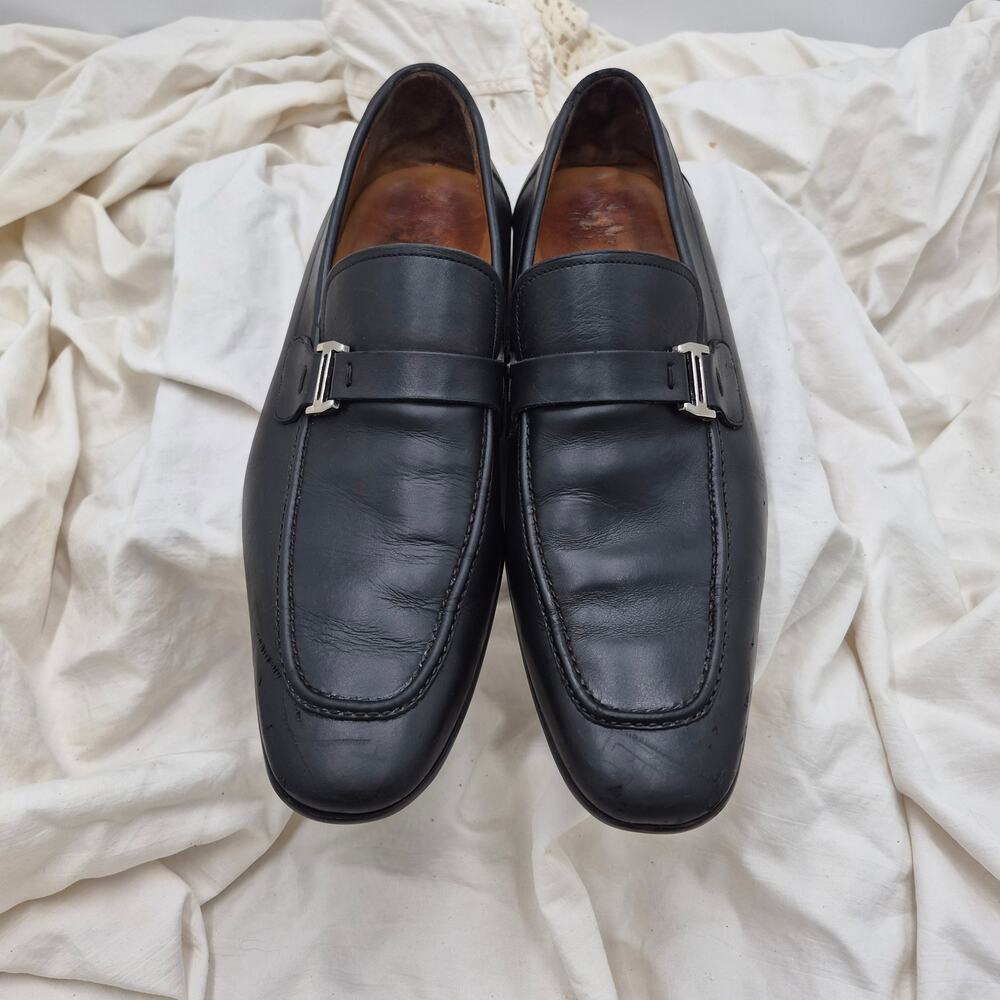 Magnanni Lino black leather slip-on loafers men's Size 10